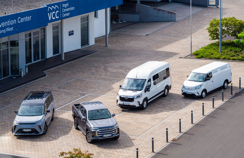 Maxus bietet zwei Transporter, Pick-up und Luxusvan mit E-Antrieb